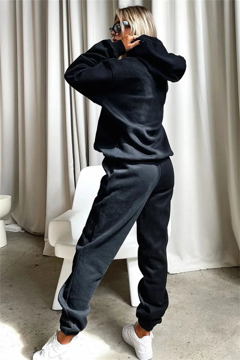 Women’s Autumn Winter Fleece Tracksuit Set – 2 Piece Casual Outfit