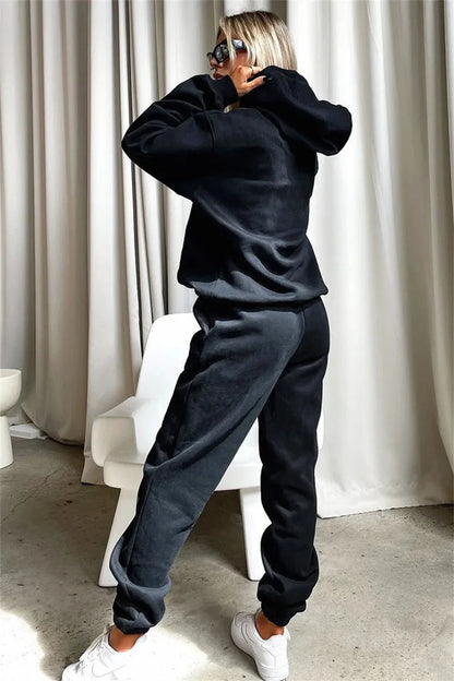 Women’s Autumn Winter Fleece Tracksuit Set – 2 Piece Casual Outfit