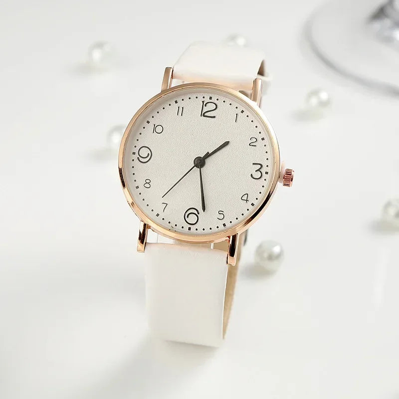 Women’s Arabic Numbers Quartz Watch | Casual | Leather Band | Analog