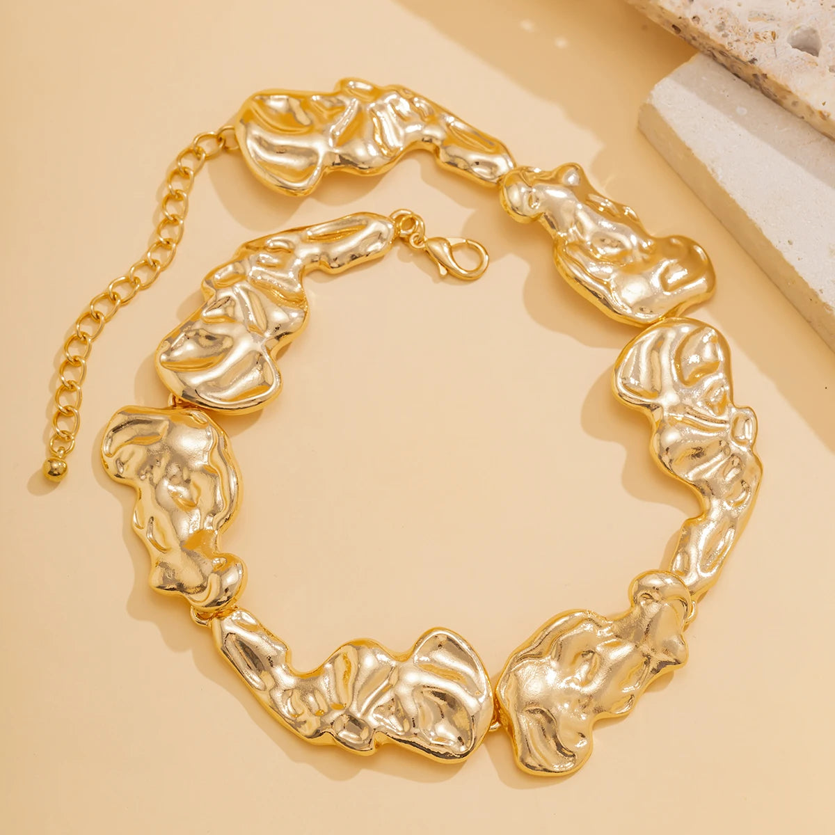 Women’s Jewelry Irregular Patchwork Choker Necklace | Vintage | Punk | Gold Tone