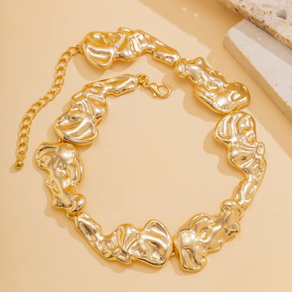 Women’s Jewelry Irregular Patchwork Choker Necklace | Vintage | Punk | Gold Tone