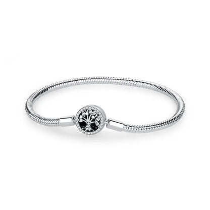 Women’s 925 Sterling Silver Bracelet – Rose Gold Snake Chain with Heart Charm Beads Jewelry