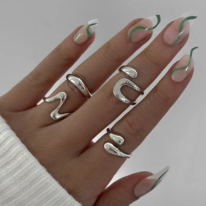 Women’s Jewelry Chunky Cuff Open Ring Set | Geometric | Adjustable | Statement