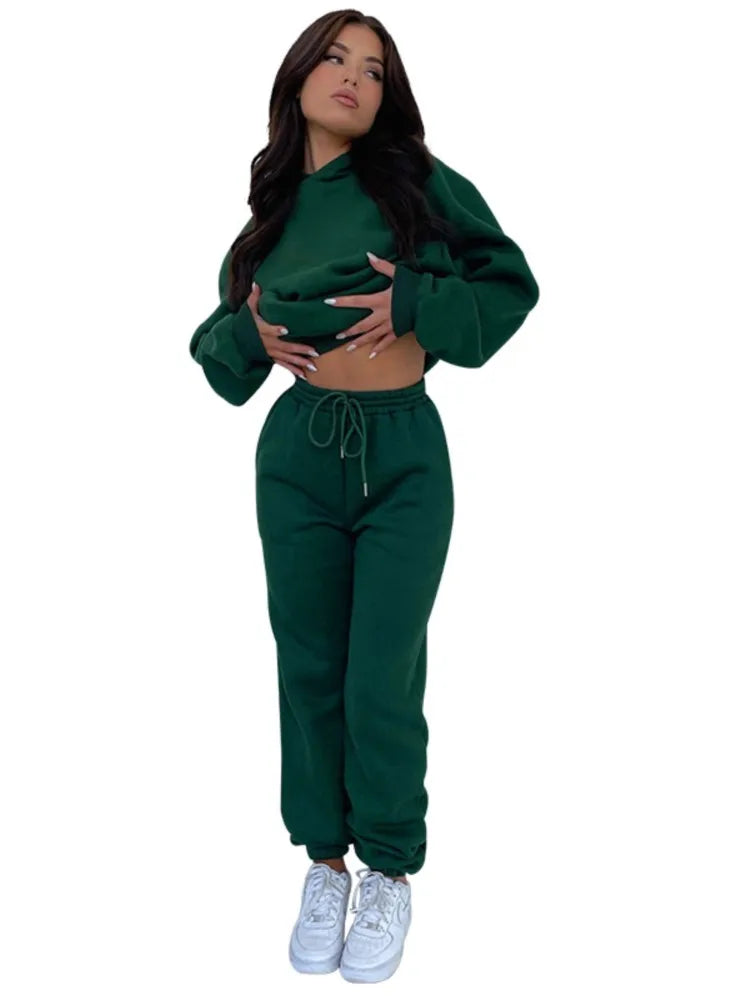 Women’s Autumn Winter Fleece Tracksuit Set – 2 Piece Casual Outfit