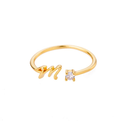 Women’s Adjustable Initial Letter Ring – Stainless Steel A–Z Alphabet Personalized Jewelry