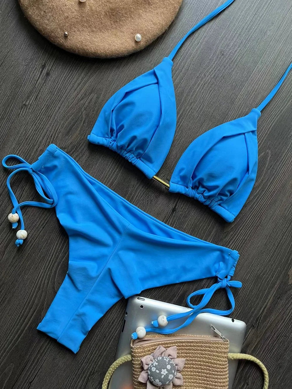 Women’s Triangle Swimwear Brazilian Bikini with Chain