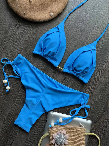 Women’s Triangle Swimwear Brazilian Bikini with Chain