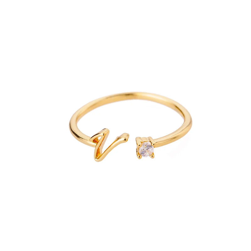 Women’s Adjustable Initial Letter Ring – Stainless Steel A–Z Alphabet Personalized Jewelry