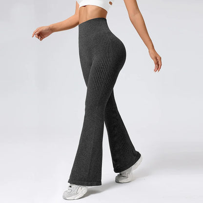 Women’s High-Waisted Flared Yoga Pants – Breathable 4-Way Stretch Sports Bottoms