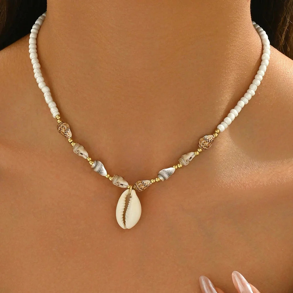 Women’s Jewelry Seashell Beaded Choker Necklace | Ocean Inspired | Holiday | Daily