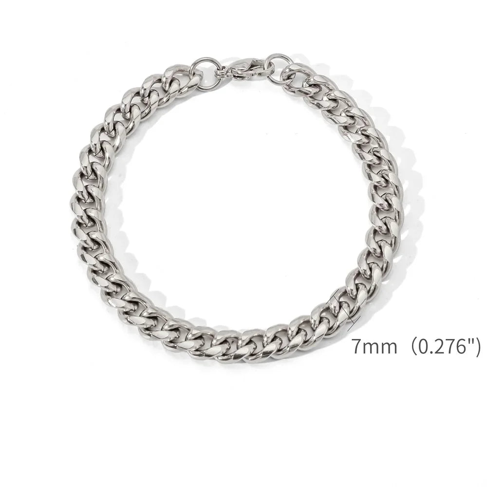 Men’s Gold Stainless Steel Cuban Chain Bracelet – Unisex Retro Hip Hop Jewelry