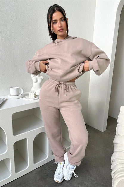 Women’s Autumn Winter Fleece Tracksuit Set – 2 Piece Casual Outfit