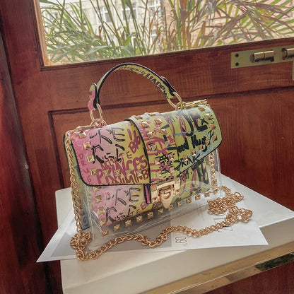 Women’s Crossbody Bag | Studded Graffiti | Fashion | Chic