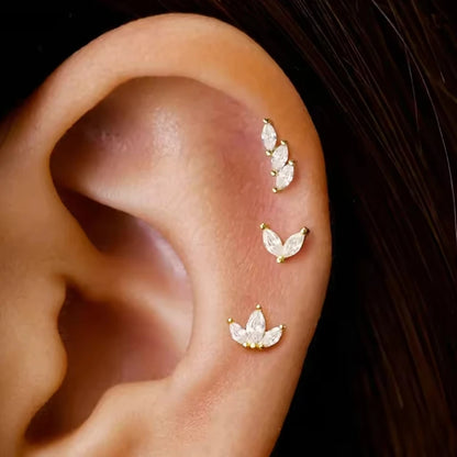 Women’s Luxury Star Pendant Earrings – 3PCS Stainless Steel Zircon Piercing Stud Jewelry