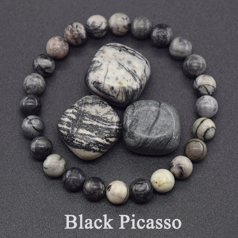 Women’s Natural Moss Agate Bead Bracelet – Healing Energy Stone Jewelry