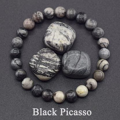 Women’s Natural Moss Agate Bead Bracelet – Healing Energy Stone Jewelry