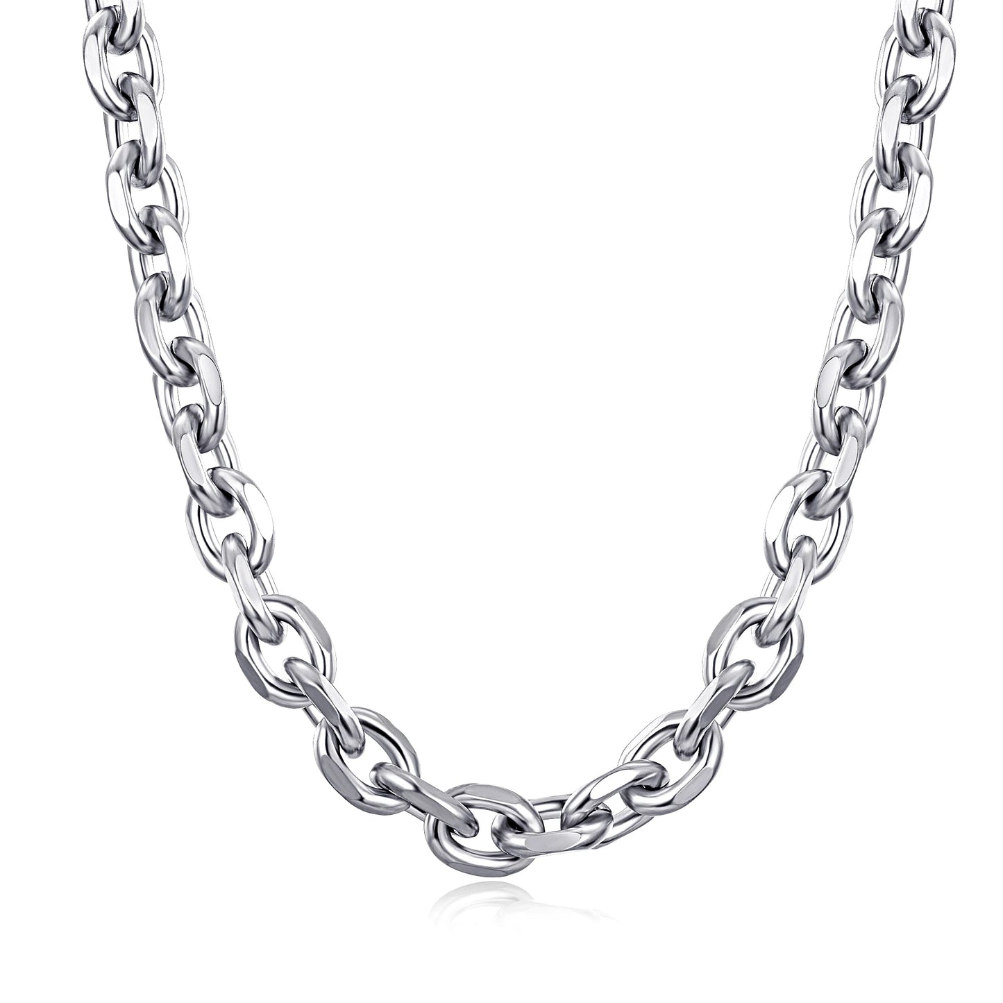 Men’s O-Shape Chain Necklace – Stainless Steel Silver Link Jewelry (1.6–5mm)