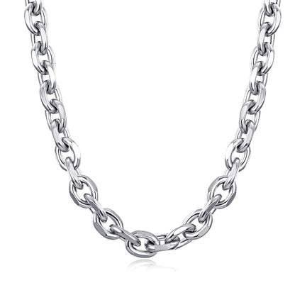 Men’s O-Shape Chain Necklace – Stainless Steel Silver Link Jewelry (1.6–5mm)