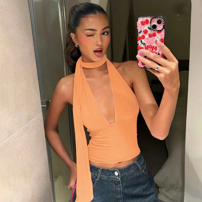 Women’s Sexy Bandage Tank Top | Summer Sleeveless Hollow V-Neck Party Club Top