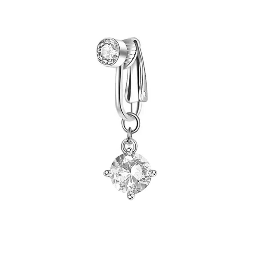 Women’s Clip-On Belly Button – Butterfly Zircon Pink Fake Navel Piercing Jewelry