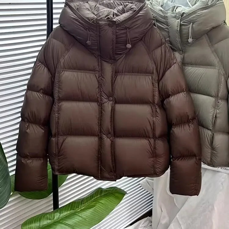 Women’s Hooded Jacket Outerwear – Short Loose Cotton Puffer