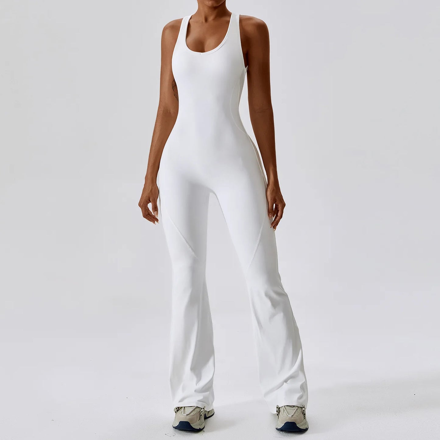 Women’s Fitness Yoga Trumpet Jumpsuit | Hollow Quick-Dry Sleeveless Sport Gym Onepiece