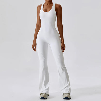 Women’s Fitness Yoga Trumpet Jumpsuit | Hollow Quick-Dry Sleeveless Sport Gym Onepiece