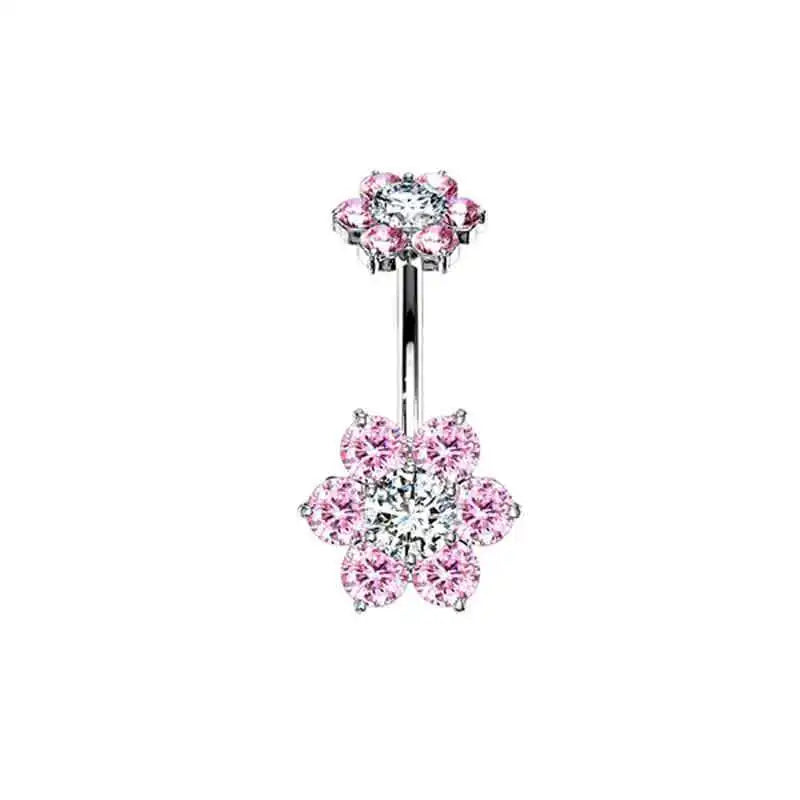 Women’s Pink Crown Heart Belly Button – Crystal Navel Piercing Jewelry