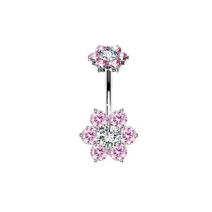 Women’s Pink Crown Heart Belly Button – Crystal Navel Piercing Jewelry