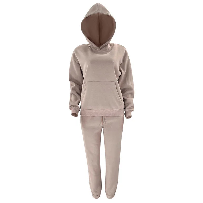 Women’s Autumn Winter Fleece Tracksuit Set – 2 Piece Casual Outfit