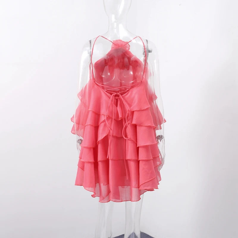 Women’s Ruffled Maxi Dress – Backless Sleeveless Slim Fit Summer Beach & Party Dress