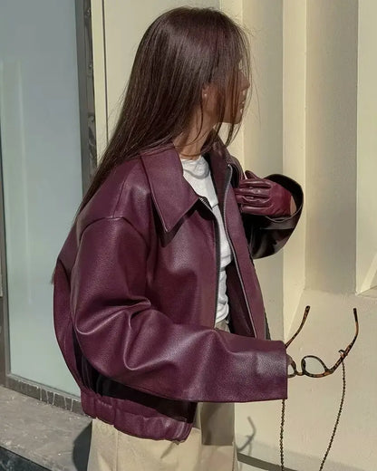 Women’s Faux Leather Jacket Outerwear | Street | Zipper