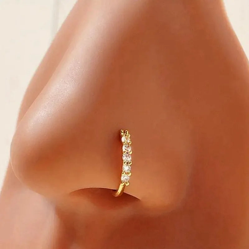 Women’s Single-Row Zircon Nose – Elegant Fake Piercing with Mini Crystals