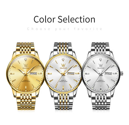 Men’s Luxury Quartz Watch – Waterproof Steel Strap Wristwatch with Dual Calendar & Luminous Dial