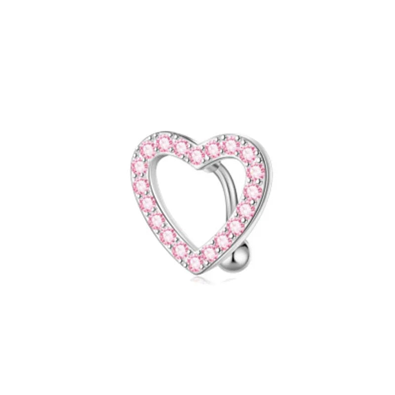 Women’s Pink Crown Heart Belly Button – Crystal Navel Piercing Jewelry