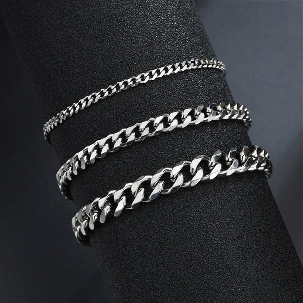 Men’s Hip Hop Stainless Steel Cuban Chain Bracelet – Gold Stainless Steel Unisex Jewelry