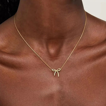 Women’s Jewelry Bowknot Lucky Choker Necklace | Korean Style | Gold Tone | Aesthetic