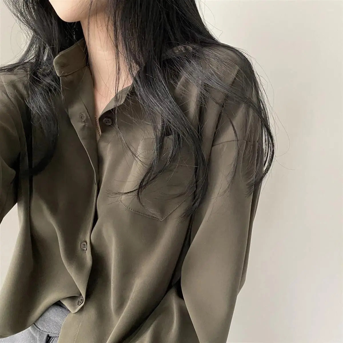 Women’s Long Sleeve Shirt & Blouse – Single Breasted OL Casual Solid Short Top | Elegant Fashion