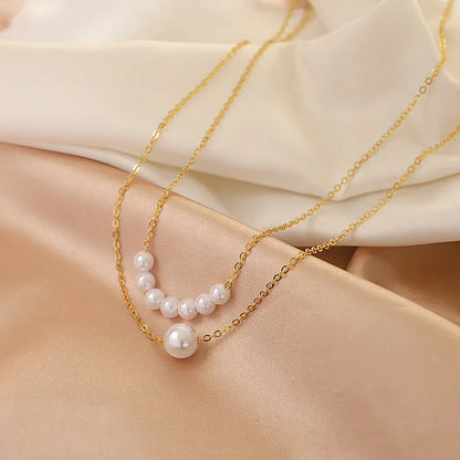 Women’s Elegant Pearl Choker Necklace – White Imitation Pearl Statement Jewelry
