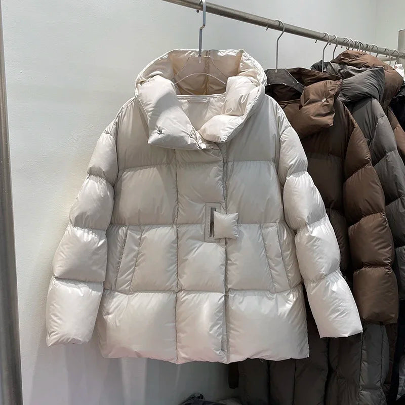 Women’s Down Outerwear – Elegant Hooded Thick Puffer Jacket