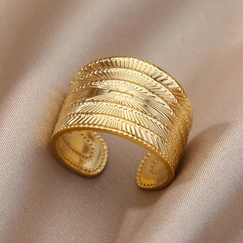 Women’s Jewelry Wide Open Ring | Statement | Gold Tone | Unisex
