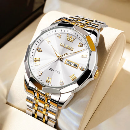 Men’s Fashion Watch – Waterproof Stainless Steel Wristwatch with Luminous Dial & Date