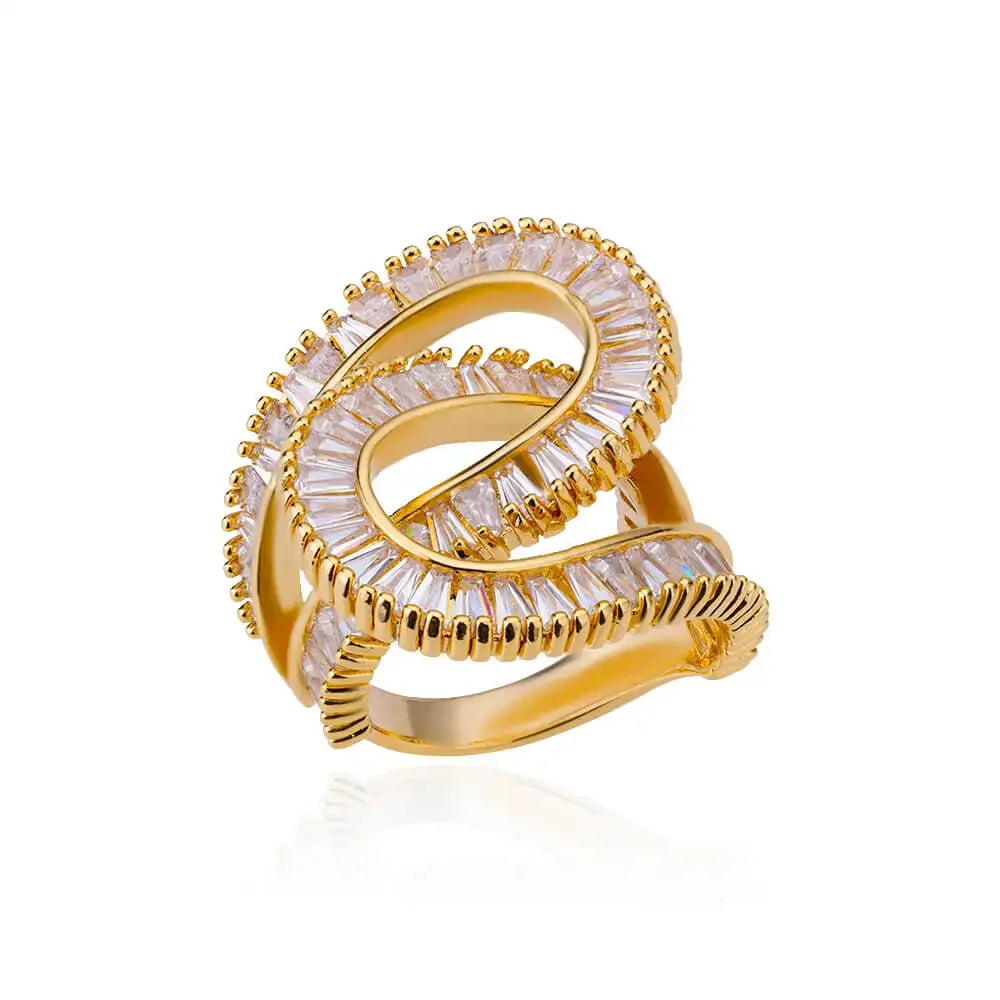 Women’s Gold Stainless Steel Heart Ring – Adjustable Imitation Open Band