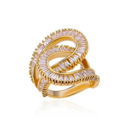 Women’s Gold Stainless Steel Heart Ring – Adjustable Imitation Open Band