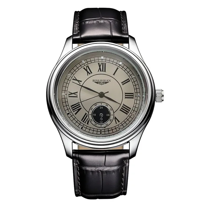 Men’s Luxury Quartz Watch – Waterproof Leather Strap Business Wristwatch