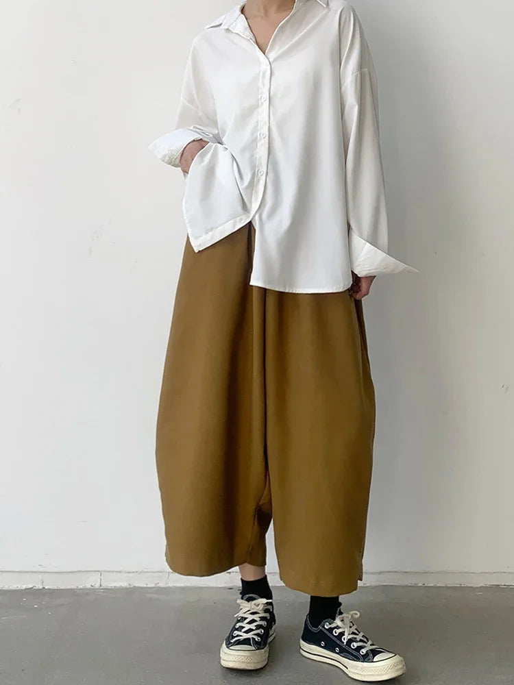 Women’s Casual Harem Pants Bottom – High Waist Cotton Retro Loose Bloomers, Oversized Baggy Sweatpants for Autumn Streetwear