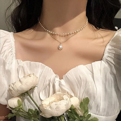 Women’s Jewelry Pearl Choker Necklace | Kpop | Double Layer | Cute