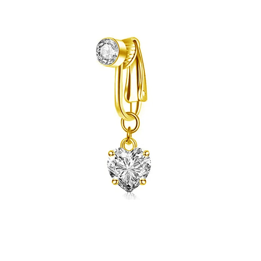 Women’s Clip-On Belly Button – Butterfly Zircon Pink Fake Navel Piercing Jewelry