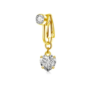 Women’s Clip-On Belly Button – Butterfly Zircon Pink Fake Navel Piercing Jewelry