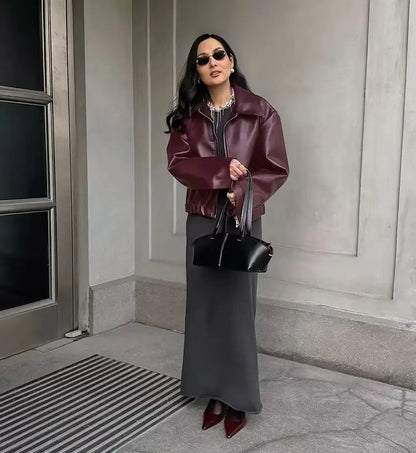 Women’s Faux Leather Jacket Outerwear | Street | Zipper